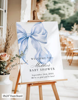 Blue Bow Baby Shower Welcome Sign | Coquette Theme