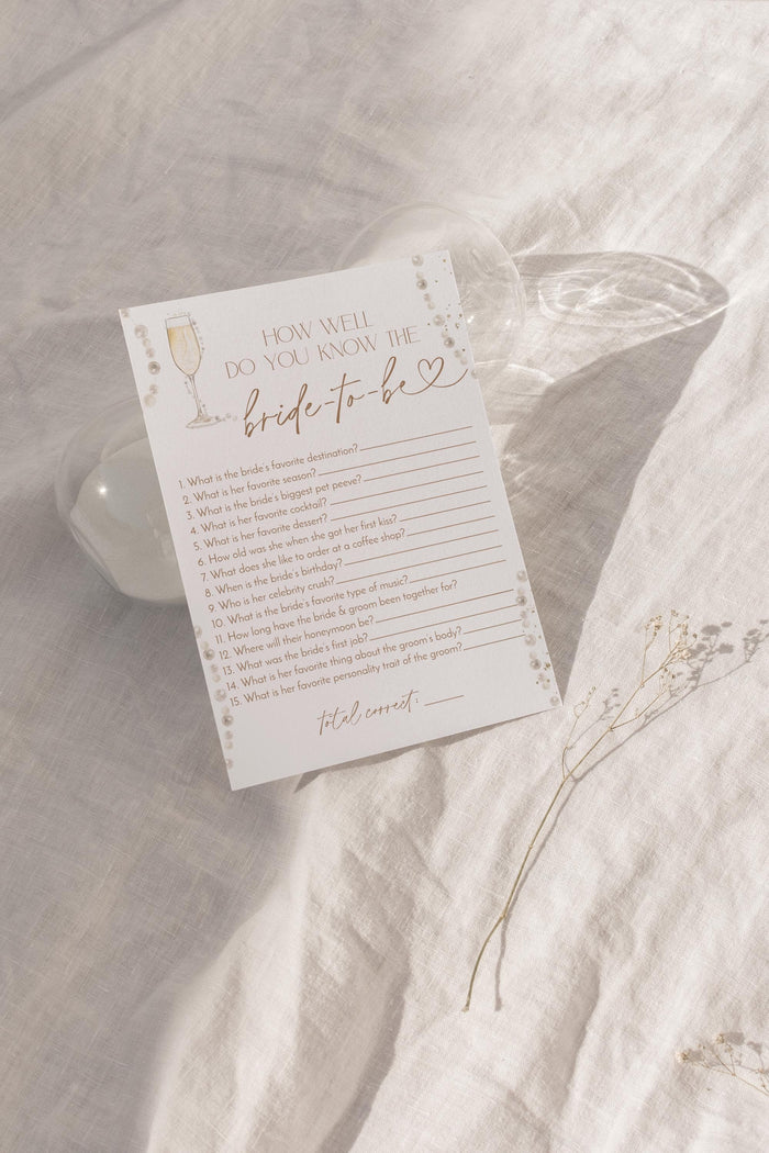 Bridal Trivia Bridal Shower Game | Pearls and Prosecco