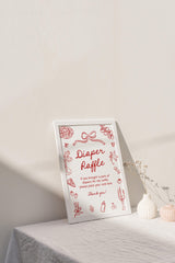 Diaper Raffle Sign 8x10 | Red Bow Baby Shower