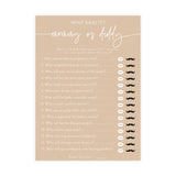 Mommy or Daddy Game | Gender Neutral Boho Tan Baby Shower Game Card 5x7 BM1