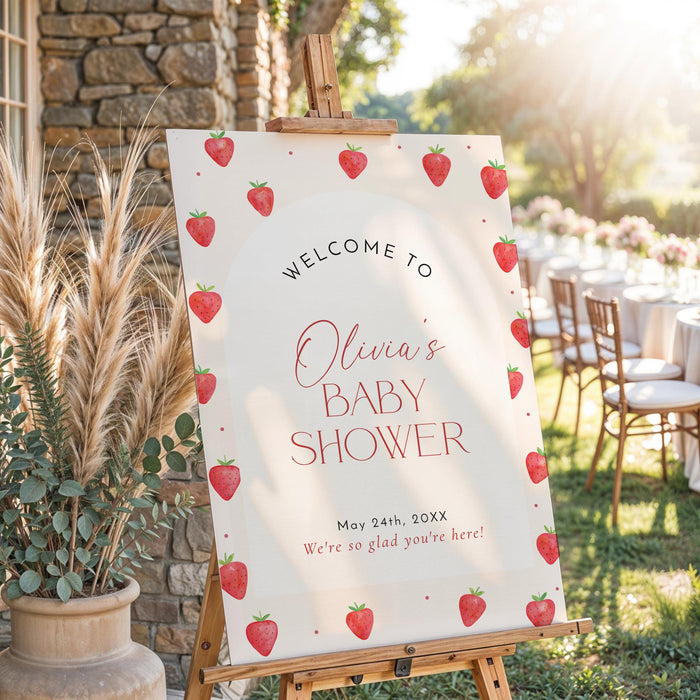 Strawberry Baby Shower Welcome Sign | Berry Sweet Baby Theme
