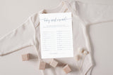 Baby Word Scramble Game | Dusty Blue Baby Shower Game Card 5x7 BM1