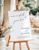 We're So Glad You're Here | Minimalist Modern Wedding Welcome Sign