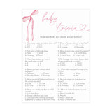 Baby Shower Trivia Baby Shower Game | Pink Bow
