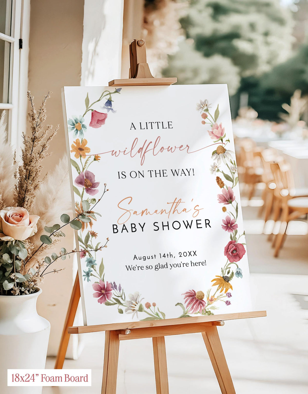 Little Wildflower On The Way Baby Shower Welcome Sign