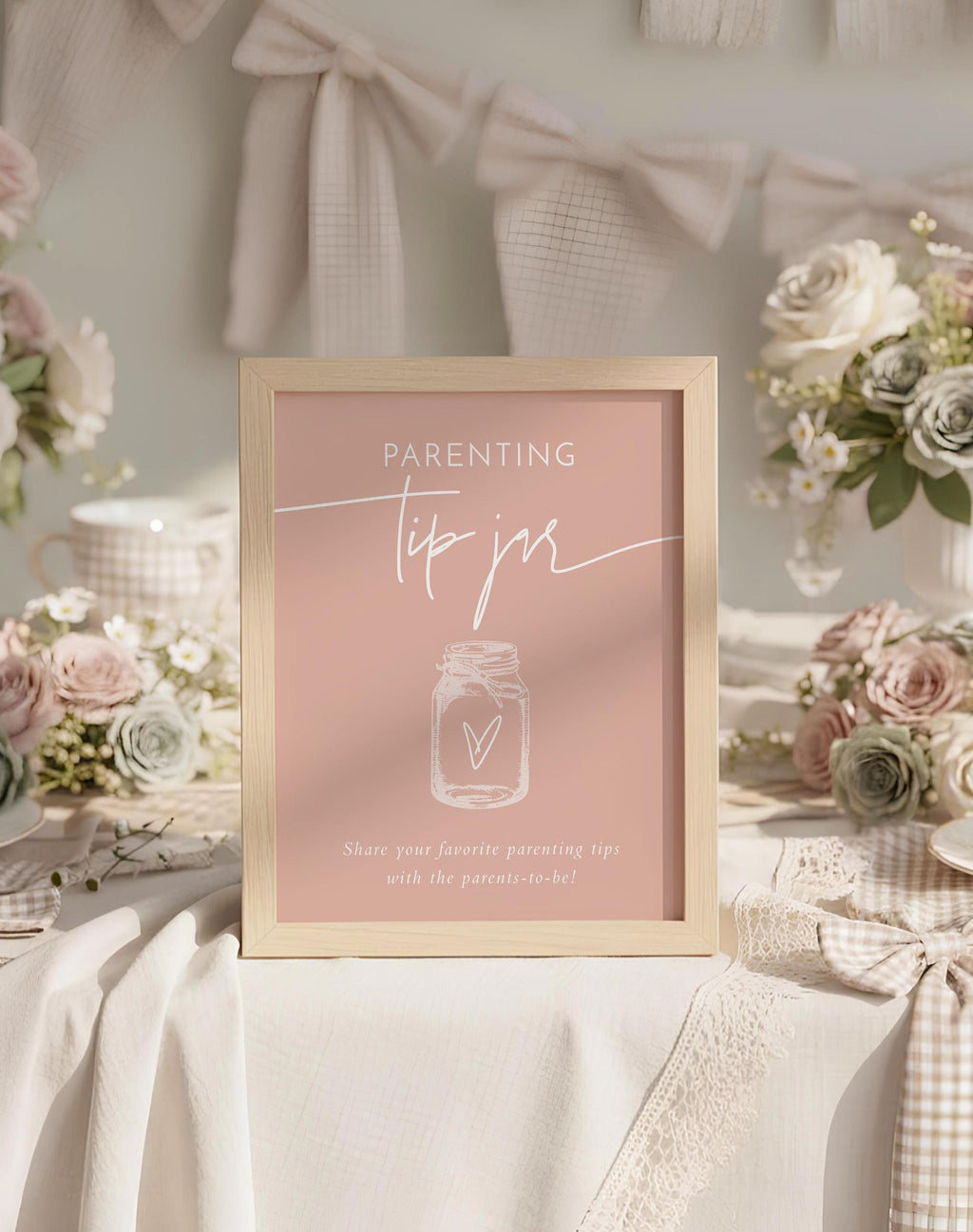 Tip Jar Sign | Boho Blush Pink Baby Shower Si | Wild Bloom – Wild Bloom ...