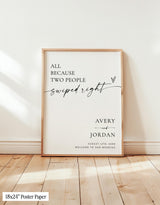 All Because Two People Swiped Right Wedding Welcome Sign - alternate view