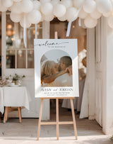 Minimalist Arch Photo Wedding Welcome Sign | Personalized Photo