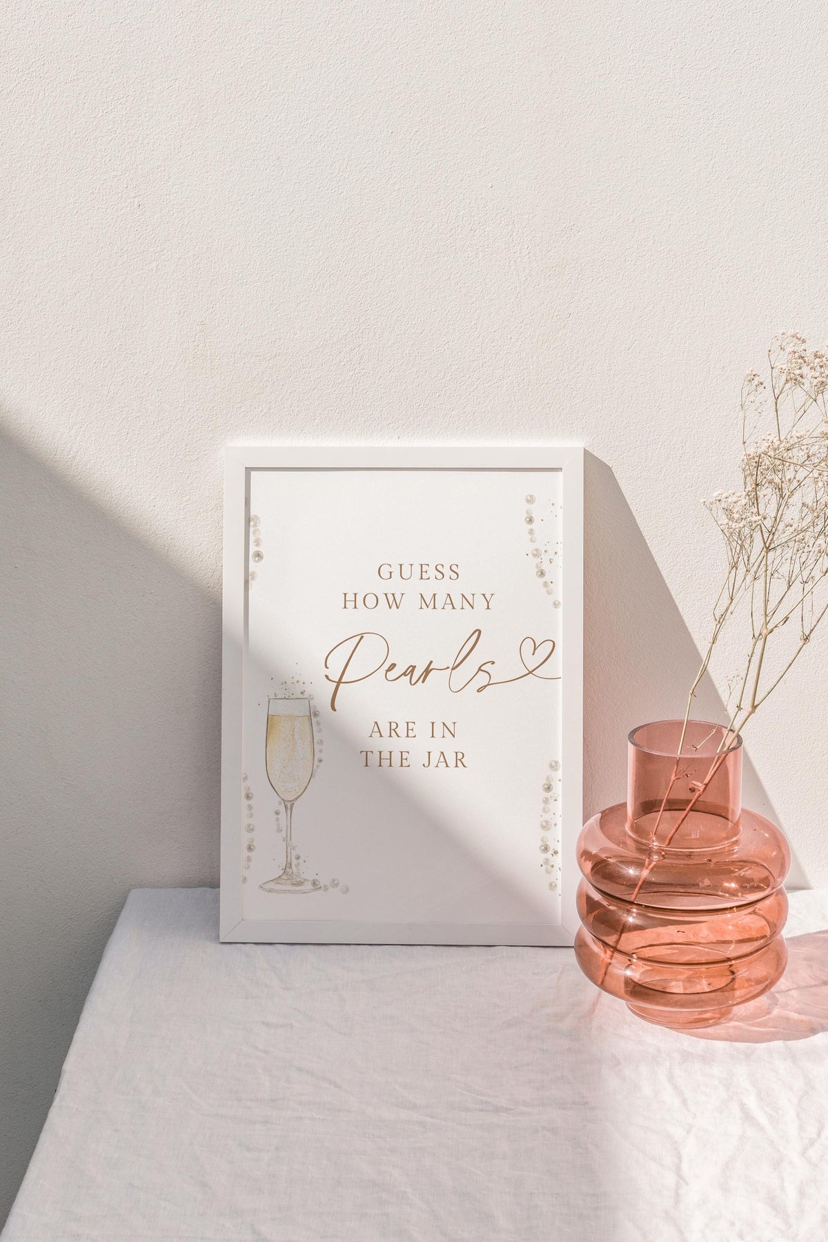 Guess How Many Kisses Bridal Shower Sign | Pearls and Prosecco