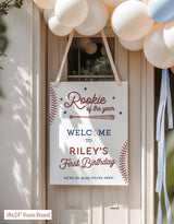 Baseball Birthday Party Welcome Sign | Rookie Of The Year Sports Theme R2