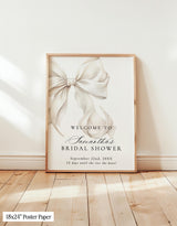 White Bow Bridal Shower Welcome Sign | Ivory Coquette