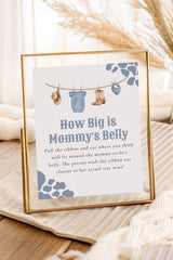 How Big Is Mommys Belly Baby Shower Sign 8x10 | Blue Cowboy Western