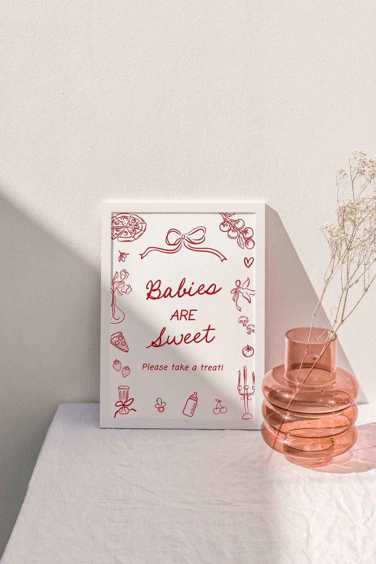 Babies Are Sweet Sign 8x10 | Red Bow Baby Shower