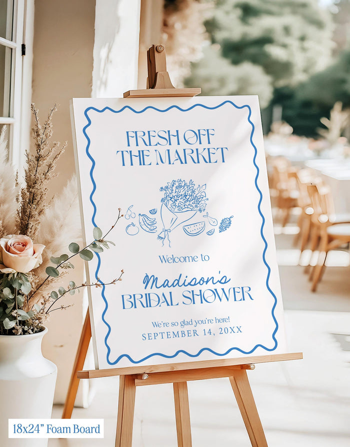 Fresh Off the Market Bridal Shower Welcome Sign | Farmer's Market Theme Party