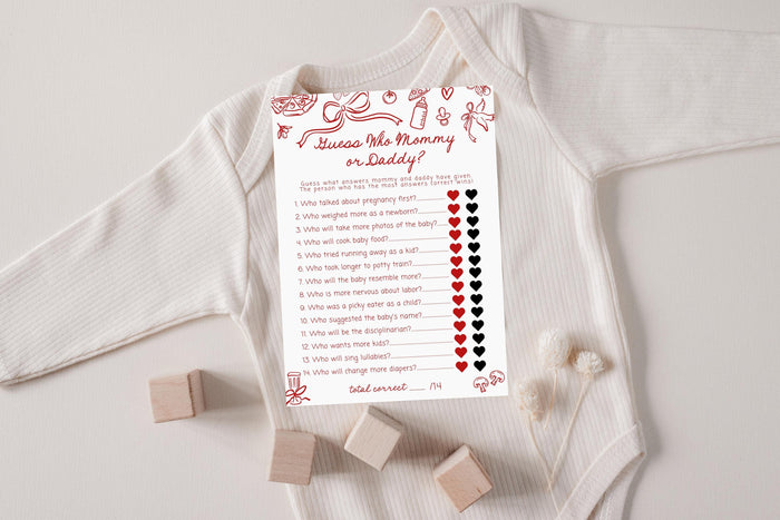 Guess Who Mommy or Daddy Game Baby Shower Game | Pizza Baby Shower | Special Delivery