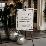 Black Engagement Party Welcome Sign | Minimalist Modern | Hand Drawn