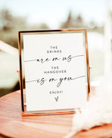 Open Bar Sign | Wedding Modern Minimalist Free Drinks Table Signage