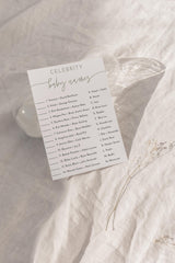 Celebrity Baby Name Game | Boho Sage Baby Shower Game Card 5x7 BM1