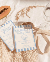 Beach Bachelorette Itinerary Invitation with Envelopes | Seashells And Wedding Bells
