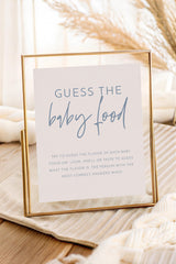 Guess the Baby Food Sign | Boho Dusty Blue Baby Shower Game Sign 8x10 BM1