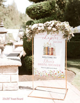 A New Chapter Bridal Shower Welcome Poster | Floral Storybook Handwritten Spring - close-up detail