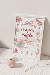 Diaper Raffle Sign 8x10 | Red Bow Baby Shower