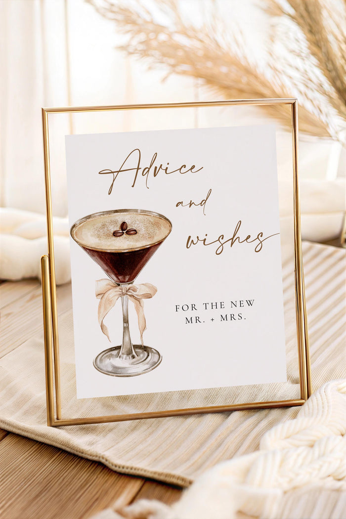 Advice and Wishes Bridal Shower Sign | Love is Brewing Espresso Martini