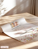 A New Chapter Bridal Shower Welcome Poster | Floral Storybook Handwritten Spring