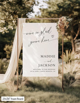 We're So Glad You're Here | Minimalist Modern Wedding Welcome Sign