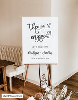 They're Engaged Party Sign | Modern Minimalist Theme