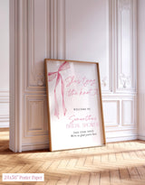 She's Tying the Knot Bridal Shower Welcome Sign | Blush Pink Bow