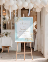 Blue Pampas Grass Baby Shower Welcome Sign | Boho Baby Shower PG2