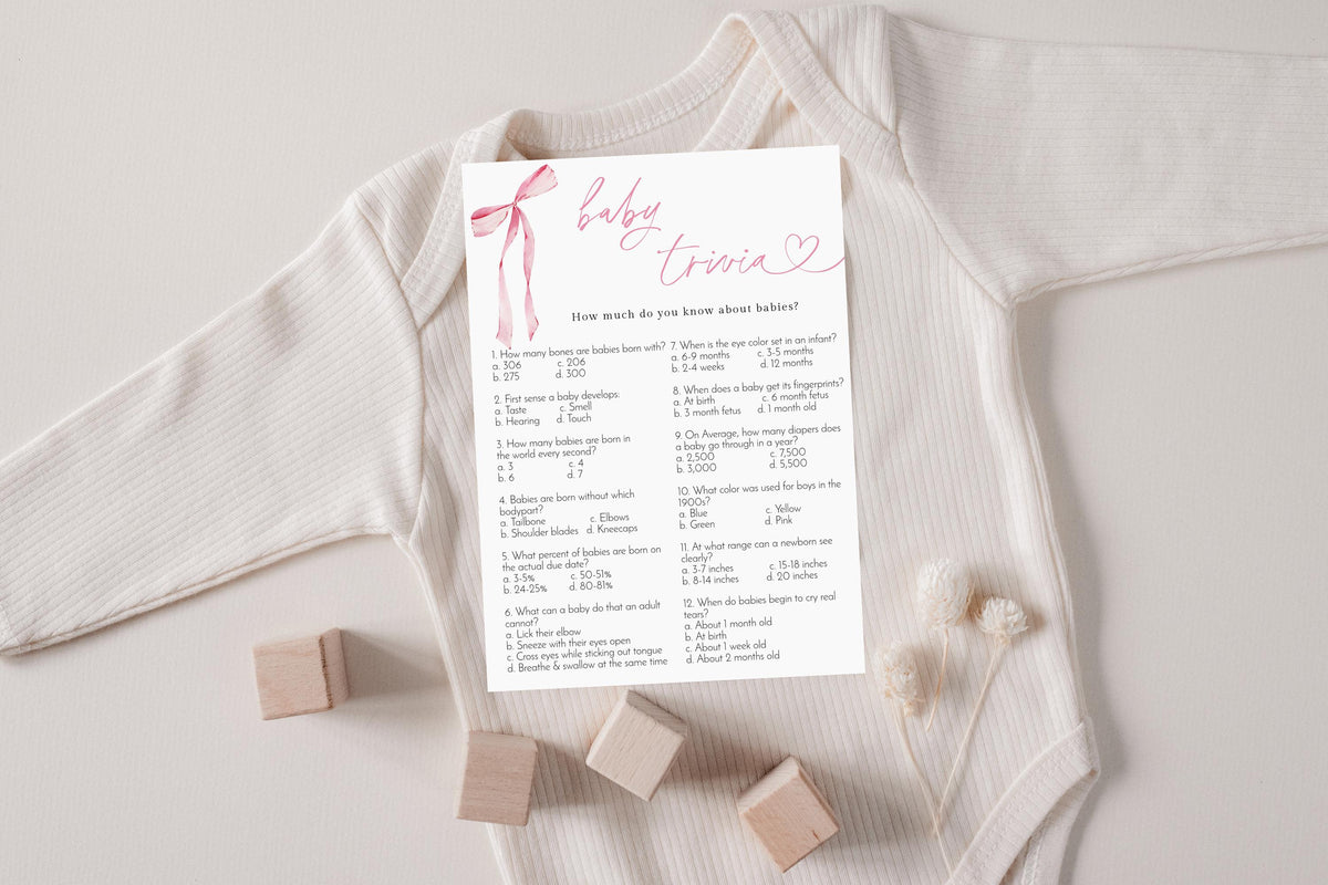 Baby Shower Trivia Baby Shower Game | Pink Bow