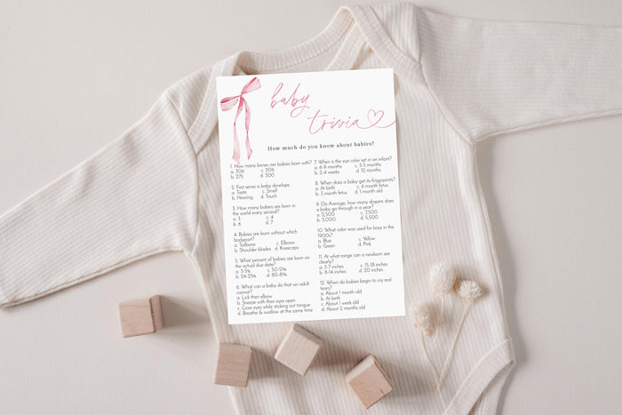 Baby Shower Trivia Baby Shower Game | Pink Bow