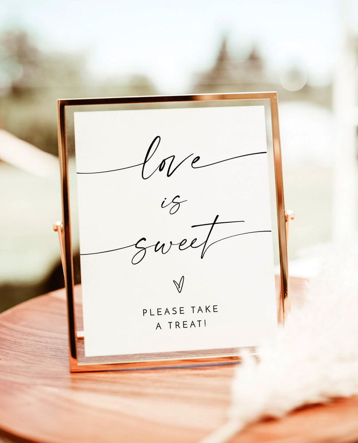 Love is Sweet Please Take a Treat Sign | Wedding Modern Minimalist Dessert