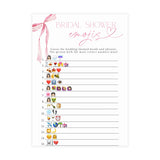Bridal Emoji Game Bridal Shower Game | Pink Bow