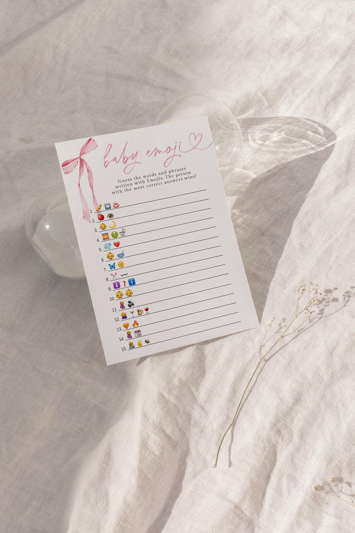 Emoji Pictionary Game Baby Shower Game | Pink Bow