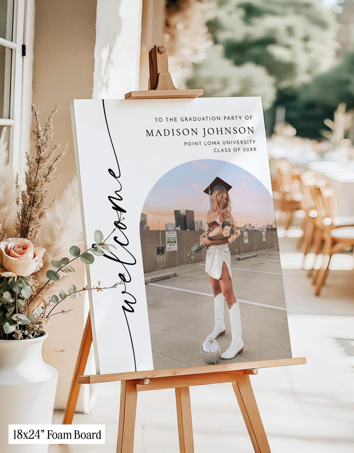 Graduation Party Welcome Sign | Personalized Photo Modern Minimalist