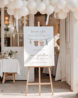 Boho Gender Reveal Welcome Sign | He or She Party Poster