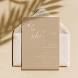 Minimalist Gender Neutral Reveal Invitation | He or She 5x7 with Envelopes BM1