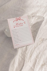 Wishes for Baby Card | Red Bow Shower Pink