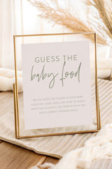 Guess the Baby Food Sign | Boho Sage Neutral Baby Shower Game Sign 8x10 BM1