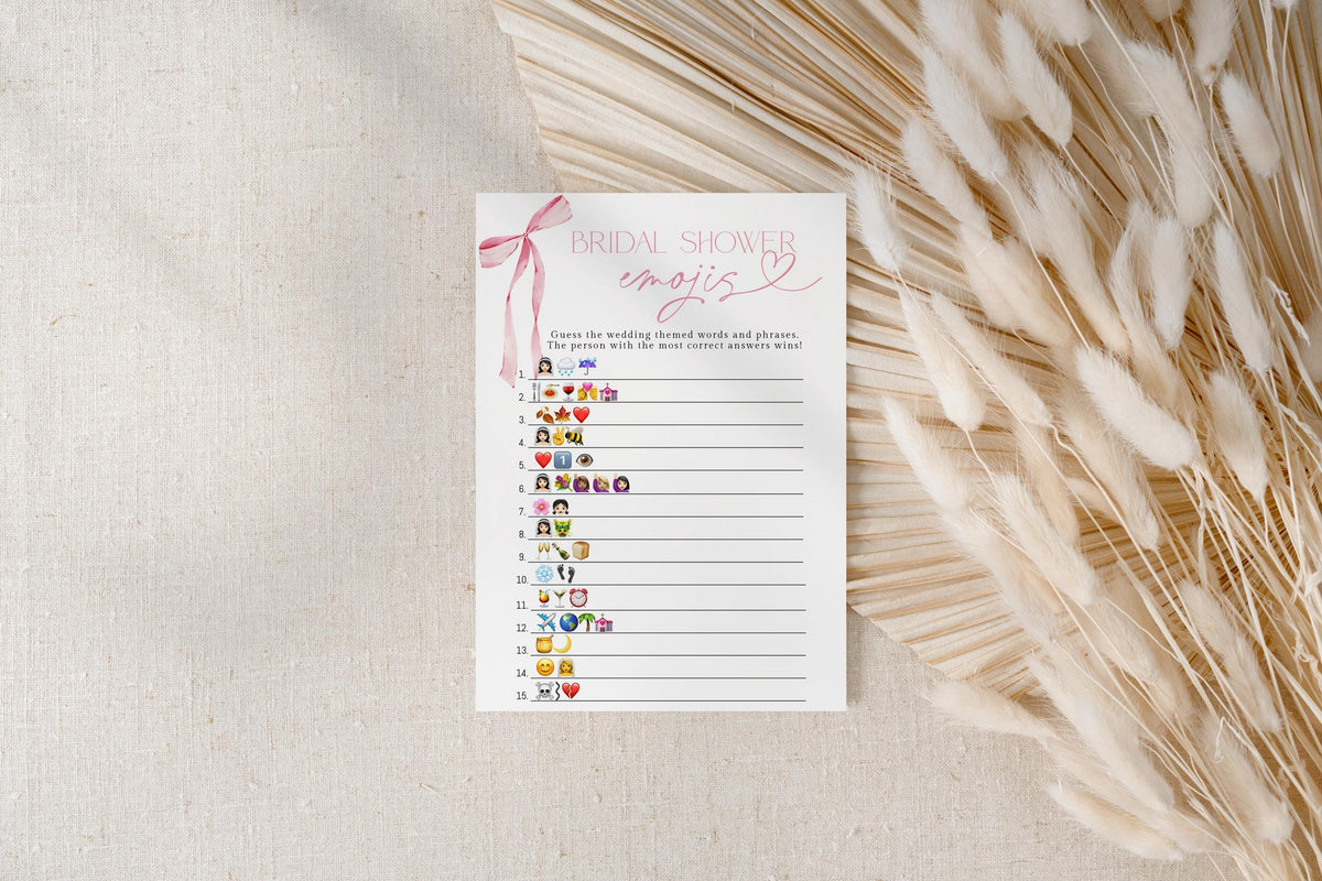 Bridal Emoji Game Bridal Shower Game | Pink Bow