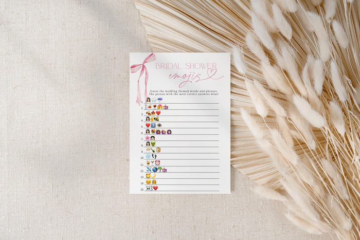 Bridal Emoji Game Bridal Shower Game | Pink Bow