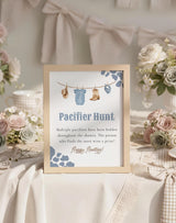 Pacifier Hunt Baby Shower Sign 8x10 | Blue Cowboy Western