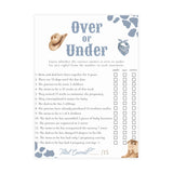 Over Or Under Baby Shower Game | Blue Cowboy Western