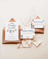 Cowboy Baby Shower Invitation Suite | Blue Rodeo Clothesline Theme