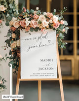 We're So Glad You're Here | Minimalist Modern Wedding Welcome Sign