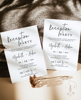 Wedding Reception Party Invitation with Envelopes | Minimalist Elopement Reception Invite 5x7
