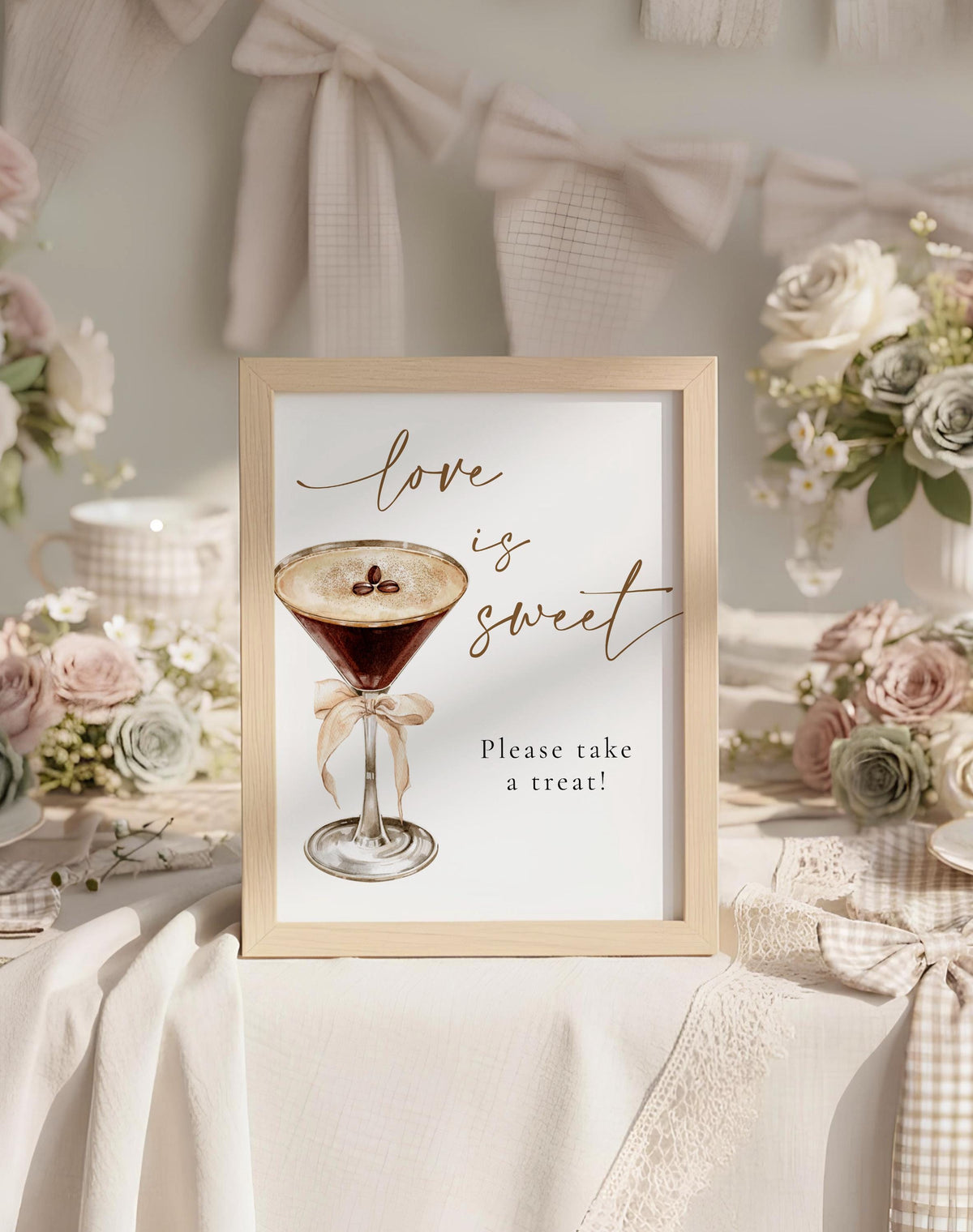 Love is Sweet Bridal Shower Treat Sign | Love is Brewing Espresso Martini
